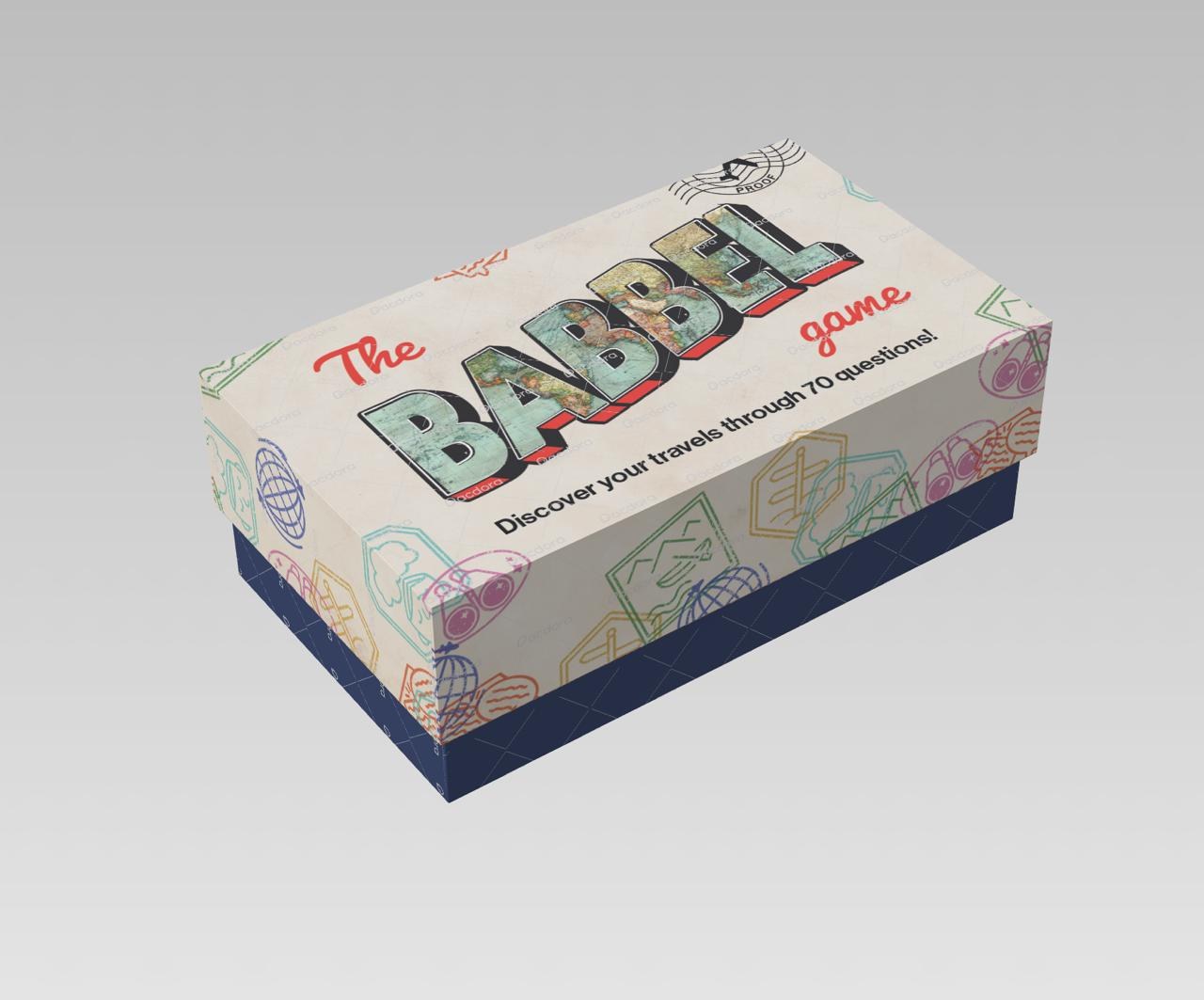 Three-dimensional mockup of the finished Babbel Game box