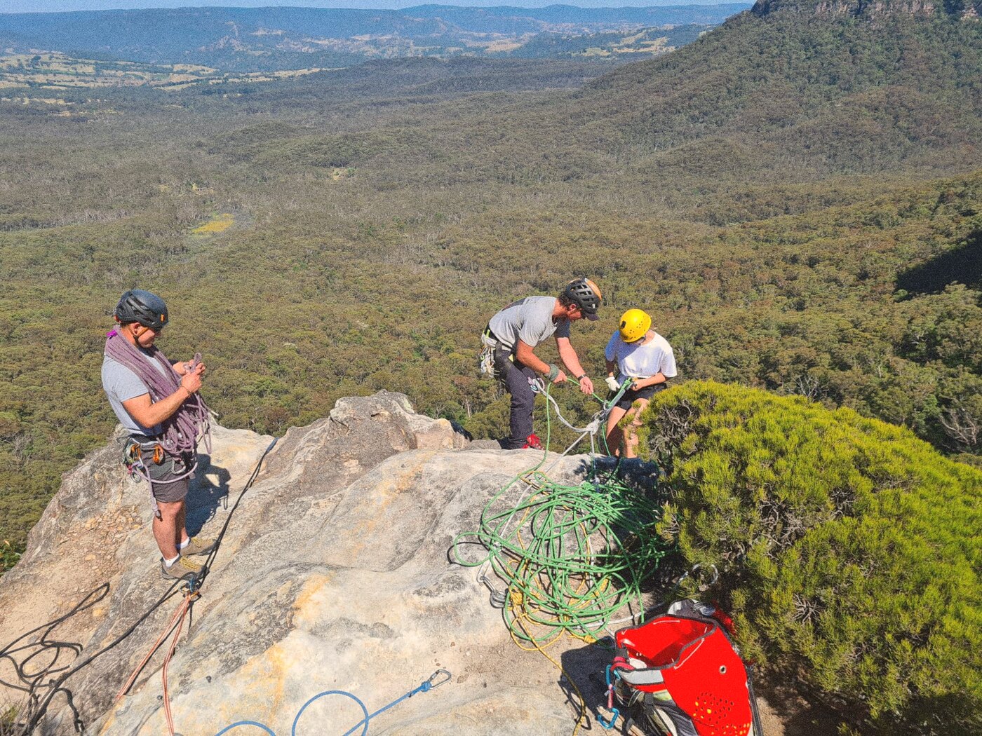 Abseiling from a cliff top